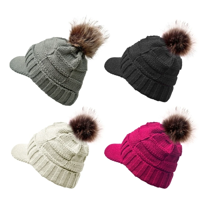 Women Modern Baseball Hat For Girls Women Teenagers Decorative Warm Furry Hat Knitted Outdoor Sports Wear Drop Shipping