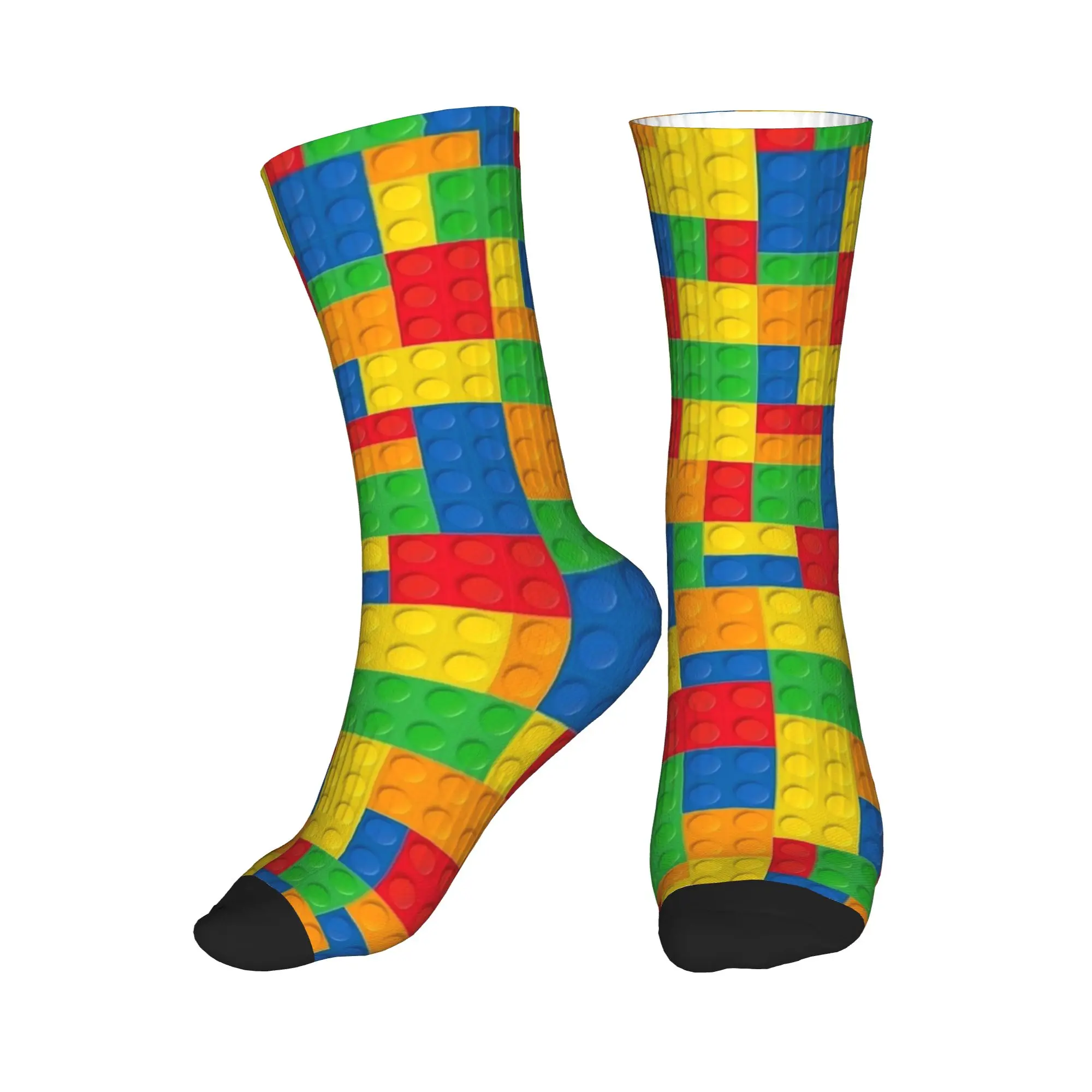 Colorful Building Blocks Toys Stockings  Graphic Fashion Socks Autumn Non Slip Socks Couple Skateboard Soft Breathable Socks