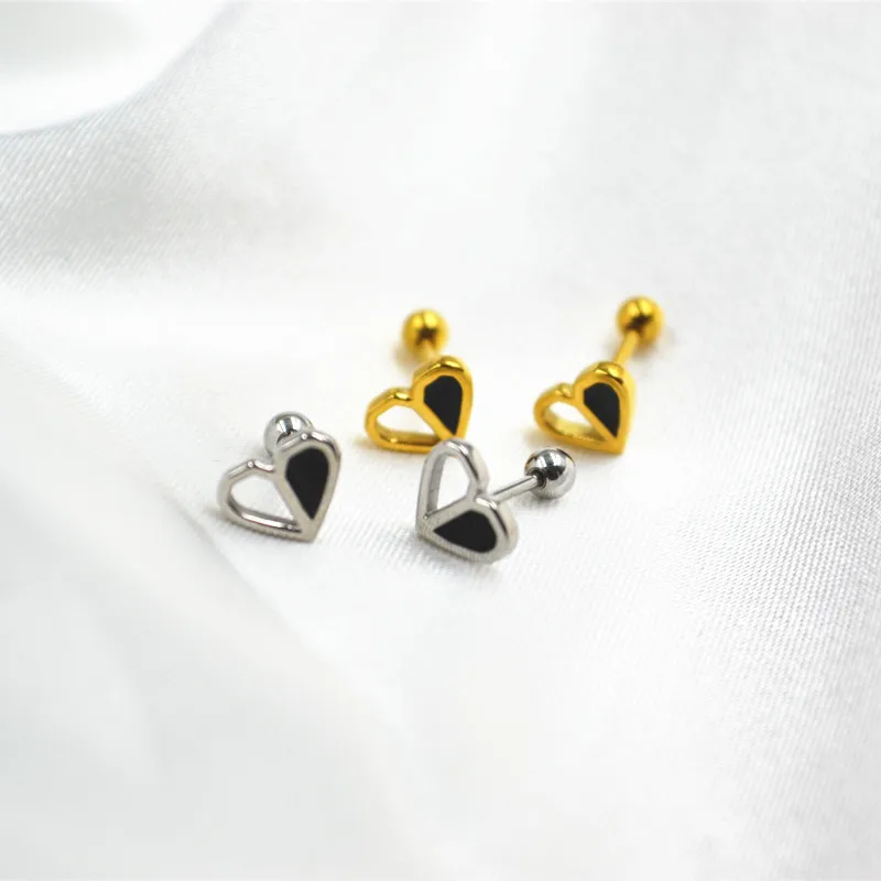 

50pcs Body Jewelry 20G Earrings Stud Heart Shape Ear Cartilage Helix Tragus Piercing Body Jewelry Sliver/Gold New