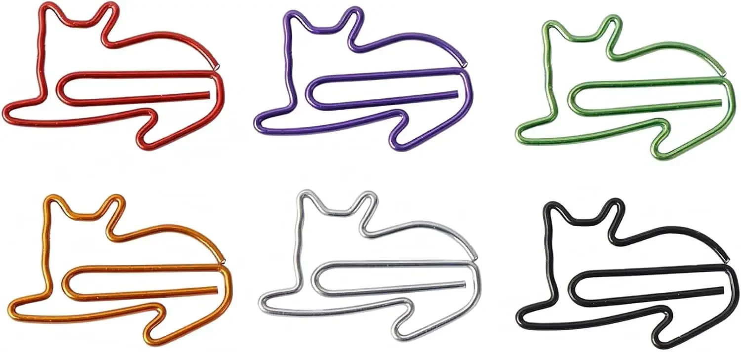 

Cat Shaped Paper Clips, 6pcs Metal Mini Animals Pin Penguin Wire Clips 1.26 Inch Colorful Decorative