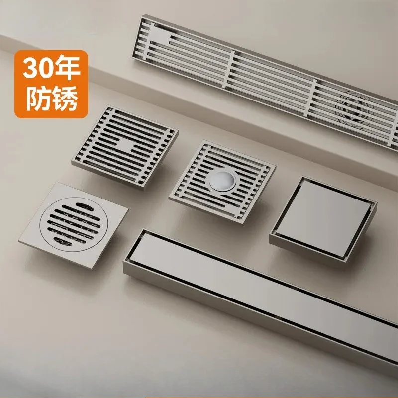 Thickened Stainless Steel Floor Drain All Copper Core Insect Proof Rust Proof Deodorant for Kitchen Bathroom Balcony