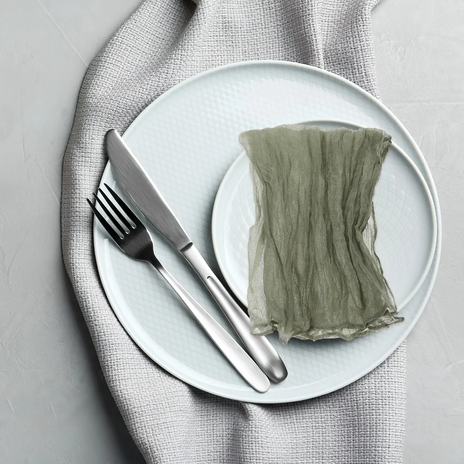 

6Pcs Wrinkled Dinner Napkins Bohemian Design Stain Resistant Decorative Tableware for Wedding Reception Party Event Decoration