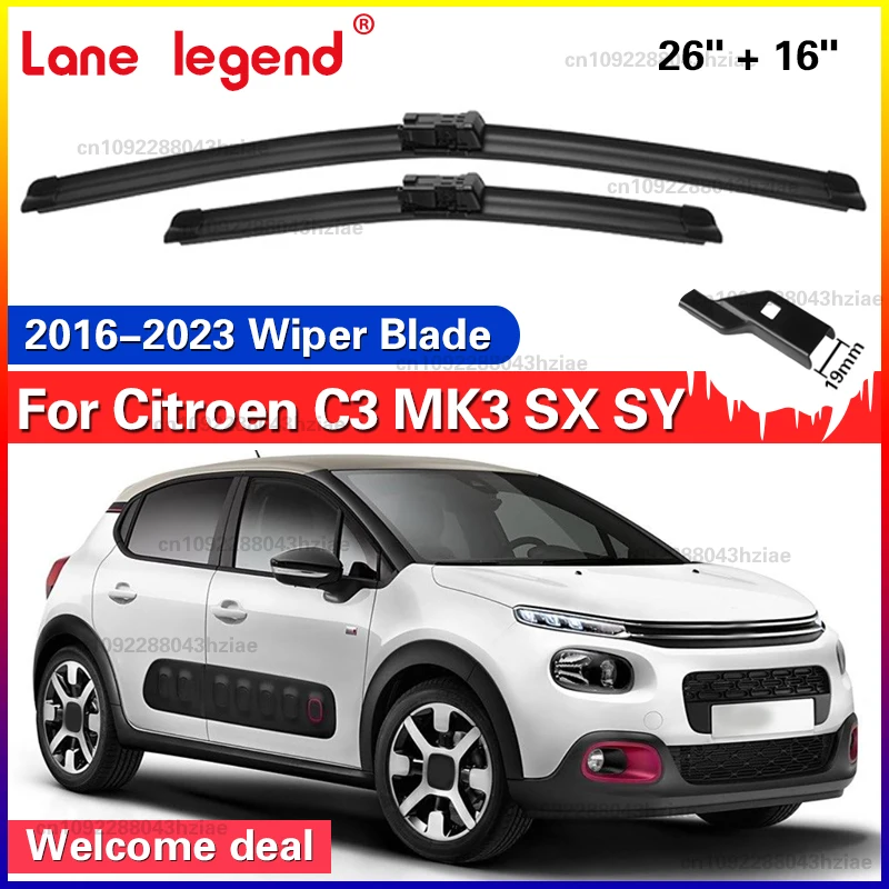 Frontwischerblätter für Citroen C3 MK3 SX SY 2016–2023 Windschutzscheibe Windschutzscheibe Autozubehör 2017 2018 2019 2020 2021 2022