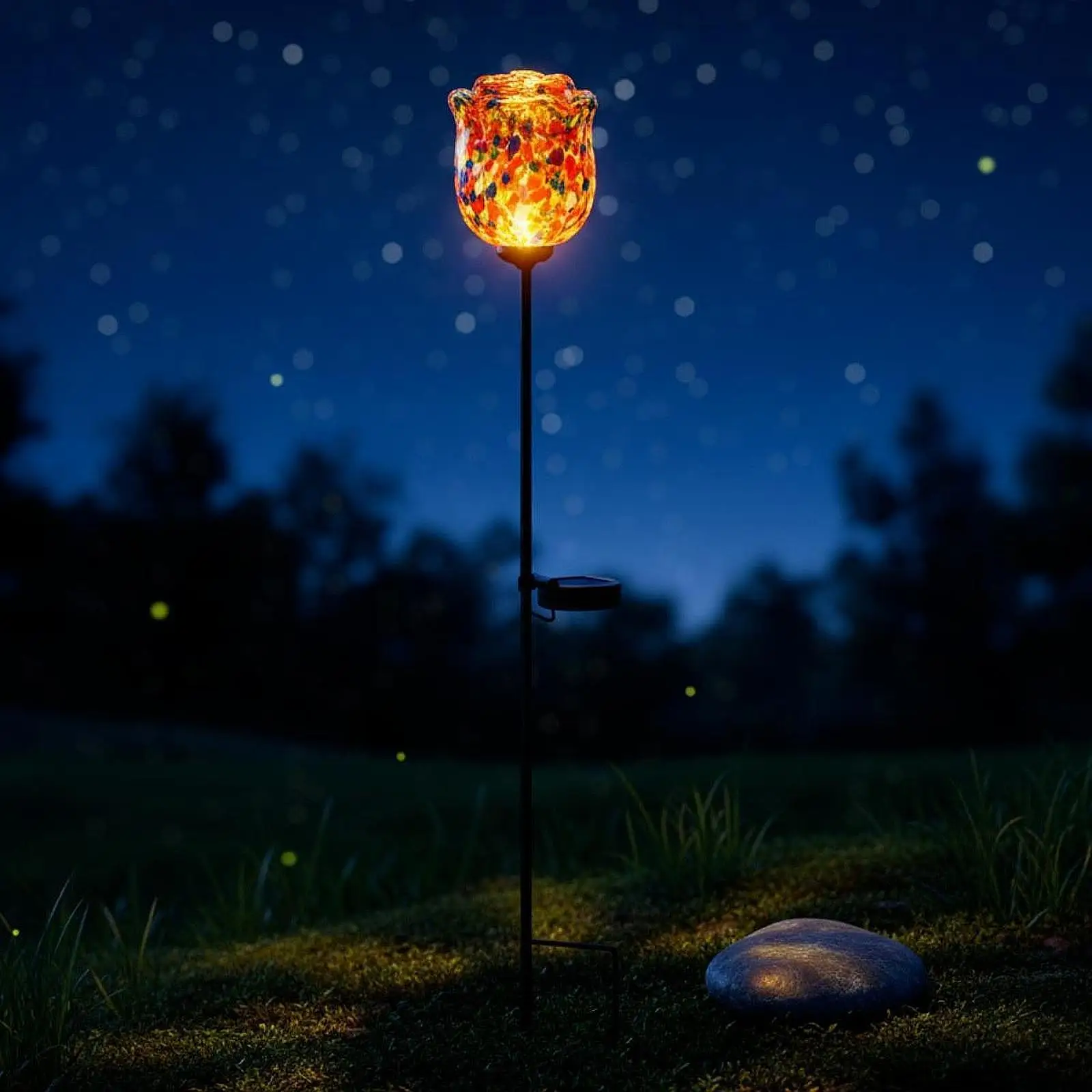 Lampes solaires de jardin étanches, rose en verre sur tige en fer, décoration extérieure, fleur lumineuse pour allée, balcon, pelouse