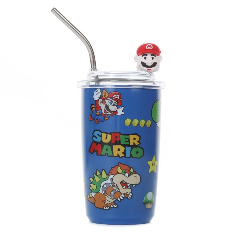 450ml Super Mario Bros Thermos Cup Anime Portable 304 Stainless Steel Coffee Mug Cartoon Travel Insulated Cup Water Bottle Gift