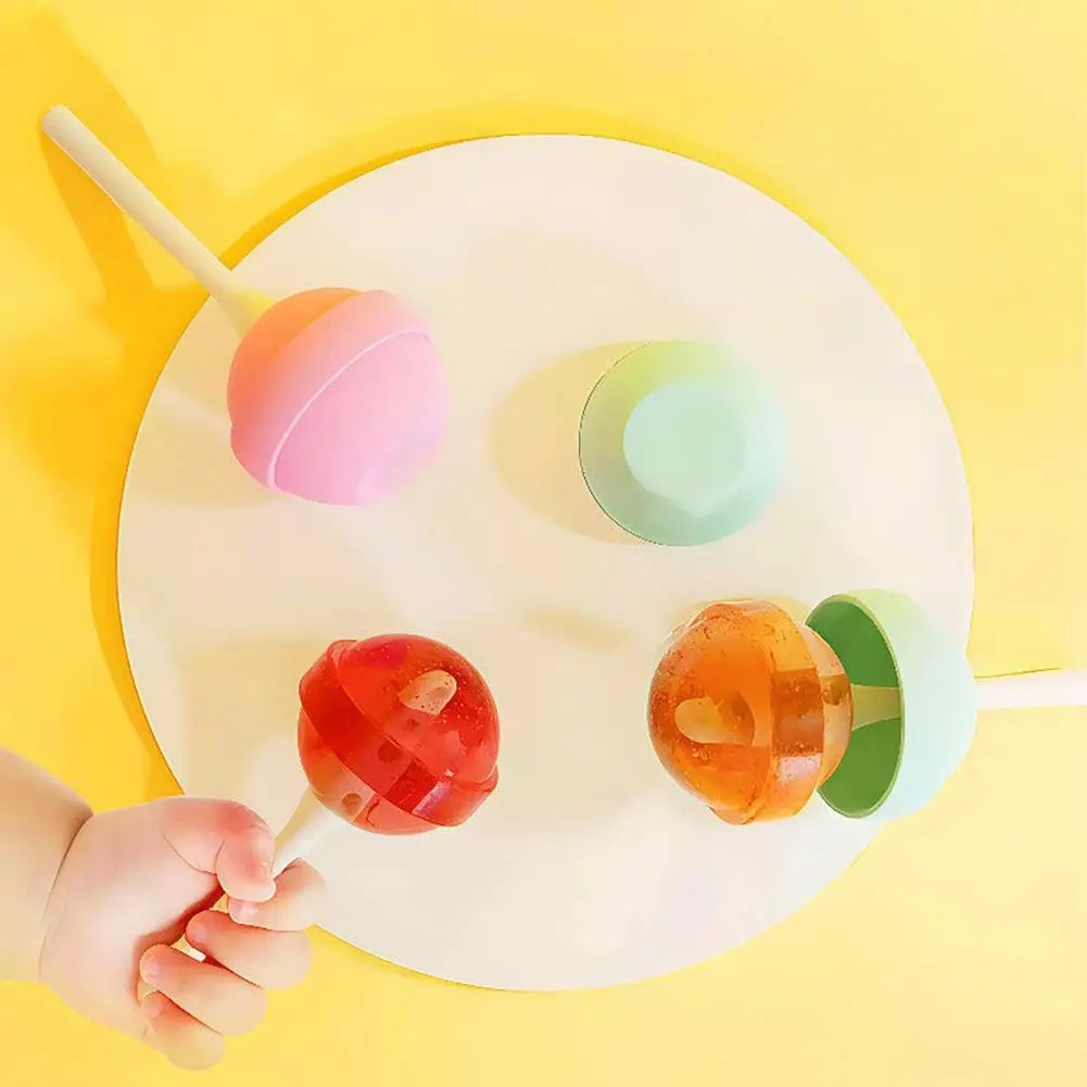 Silicone Ice Pop Molds 4pcs Lollipop Ice Pop Molds with Silicone Tray Mini Sphere Ice Maker Leak-proof Diy Treats for Kids