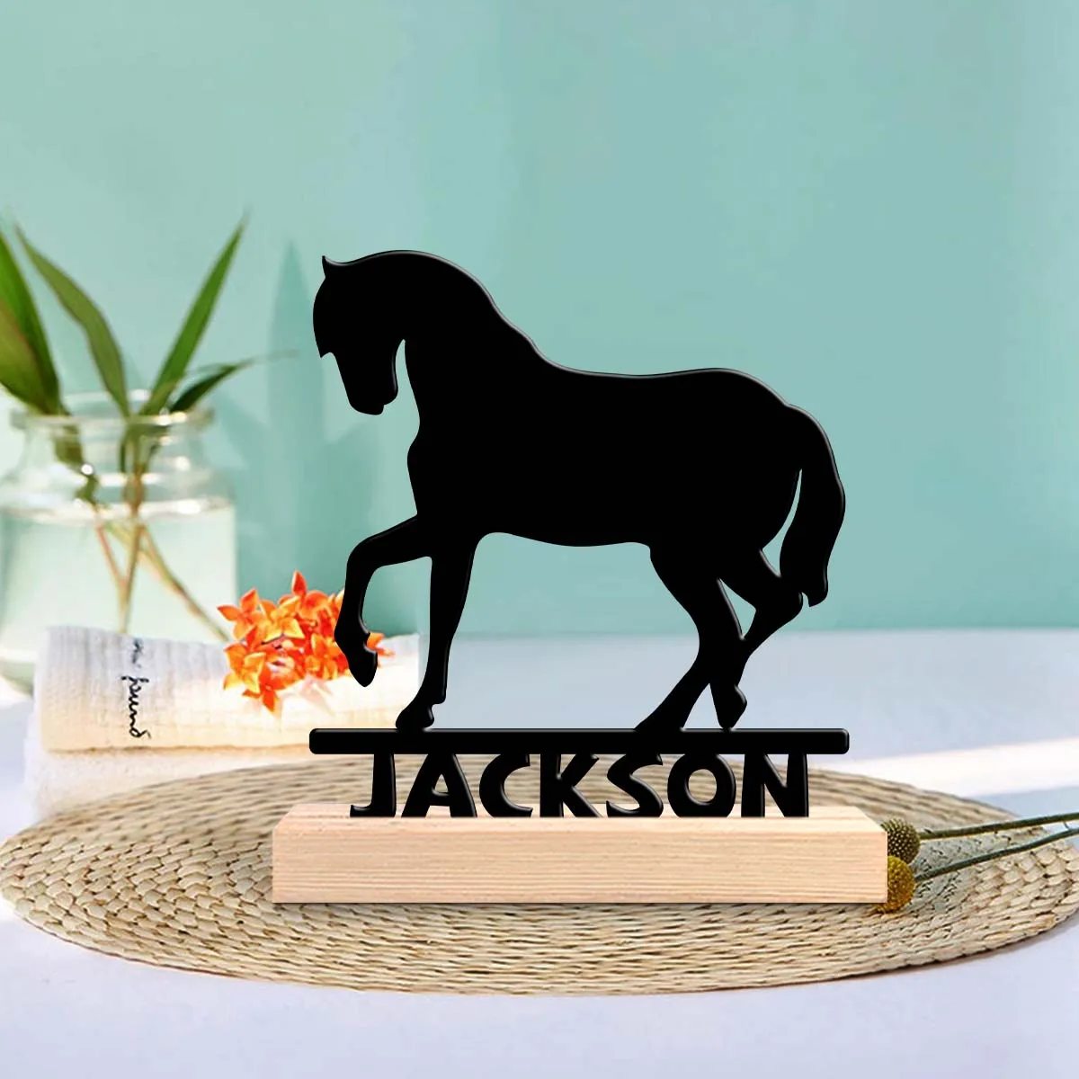 1pc Personalized Metal Artwork Customizable Content Equipped with Wooden Base Gifts and Metal Decorations for Family and Friends