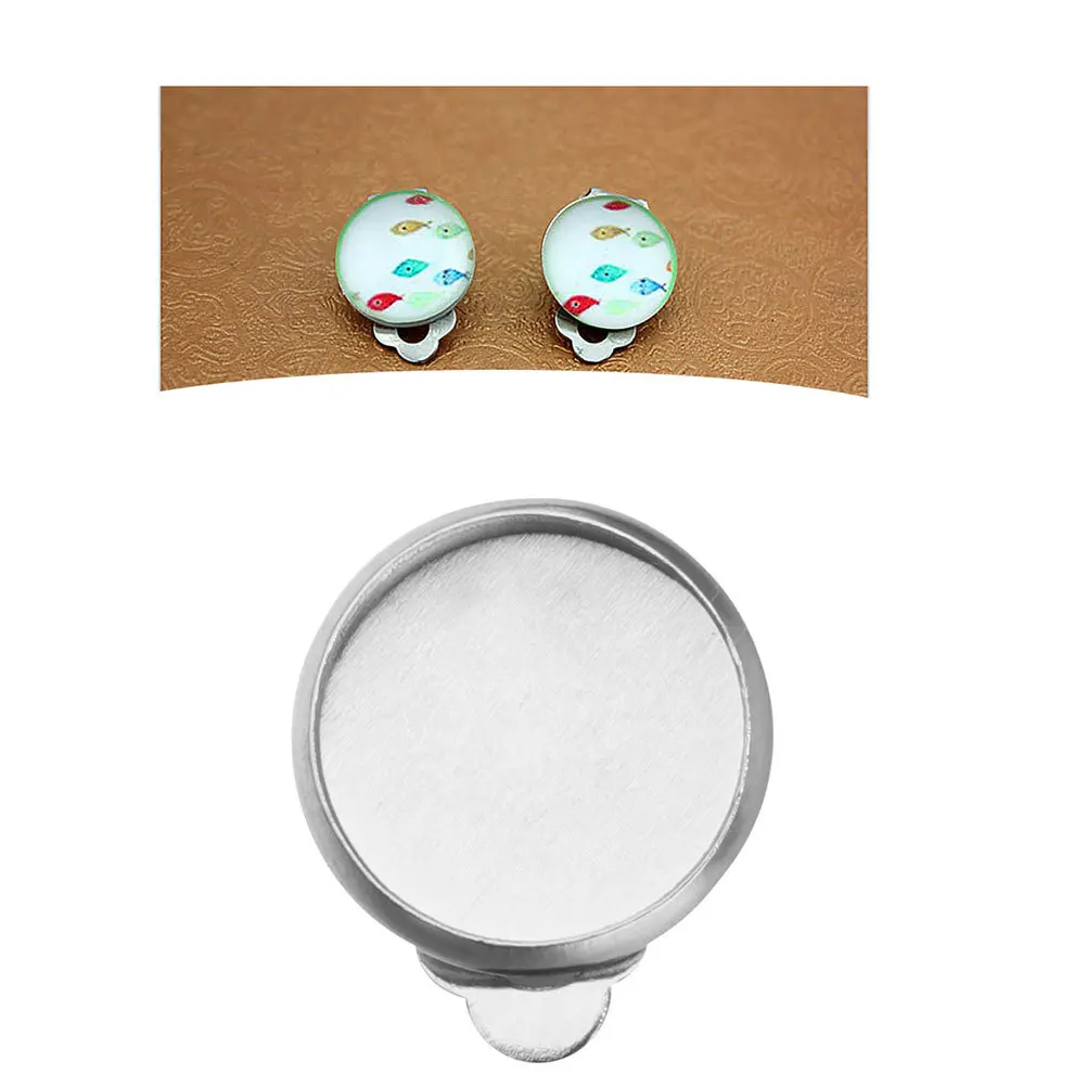 

50Pcs Ear Clip Accessories DIY Blank Tray 10Mm Stainless Steel Delicate Earrings Materials for Birthday Graduation Party