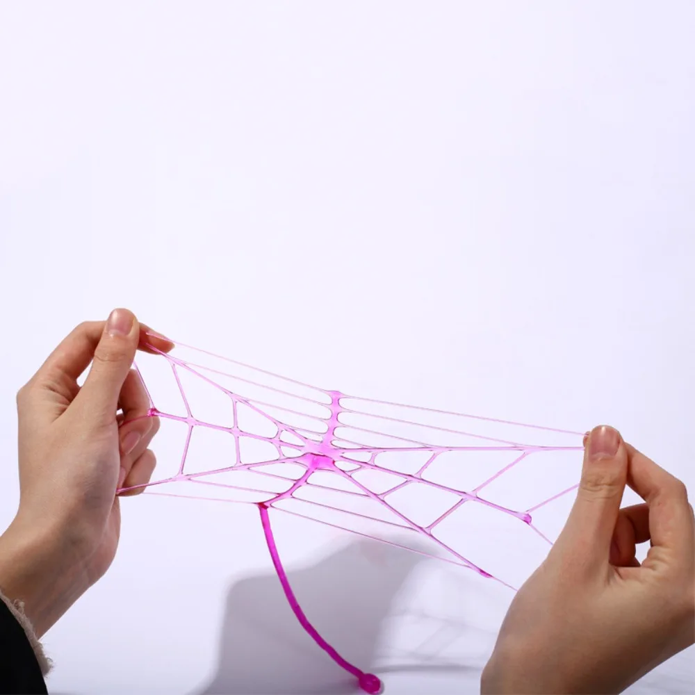 10Pcs Sticky Spider Web Favor Plastic Climbing Tricky Gag Toys Multicolor Elastic Stretchable Elastically Stretchable Spider Web