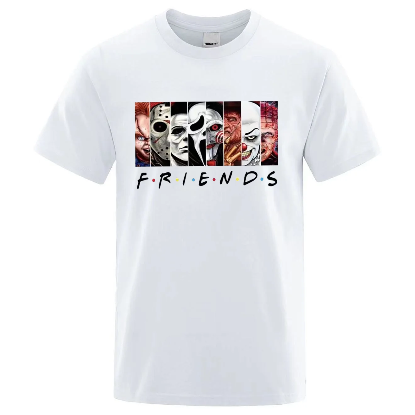 Best Stephen King Terrorist Print Friends Cotton T-shirt Cartoon Halloween Clothing Summer Men's and Women's Plus Size Short Sle