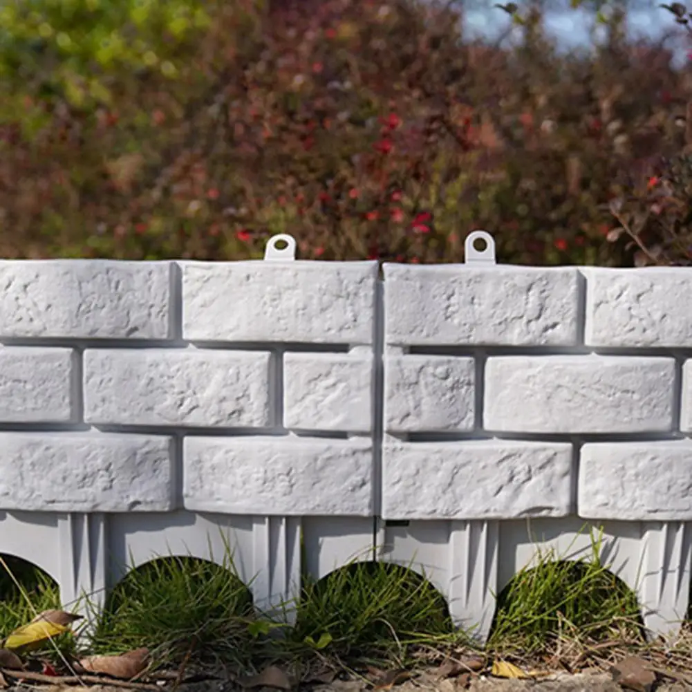 Plastic Garden Retaining Fence, Brick Look Edging Border, Outdoor Landscape Edging Fence for Flower Beds Paths Lawns view 4