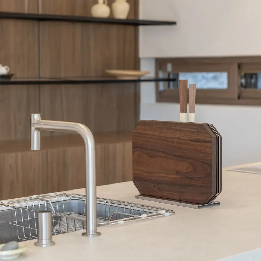 Luxury Korean-style Cutting Board and Spatula Rack, Knife Rack, Magnetic Stainless Steel Storage Rack, Rectangular Tray.