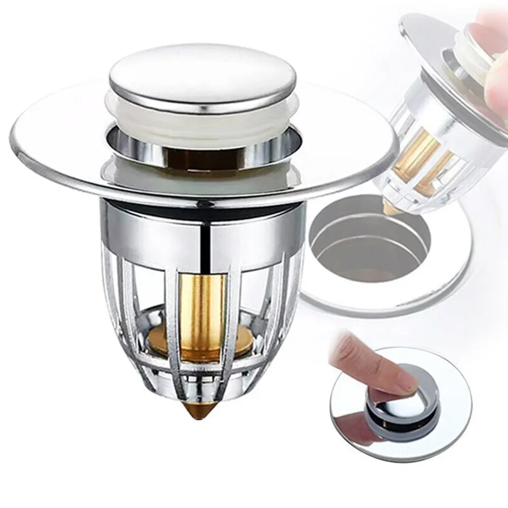 Sink Plug Filter Drain Filter Plug Stopper Wash Basin Core 1pc ABS Bounce Up Electroplated High Quality Durable