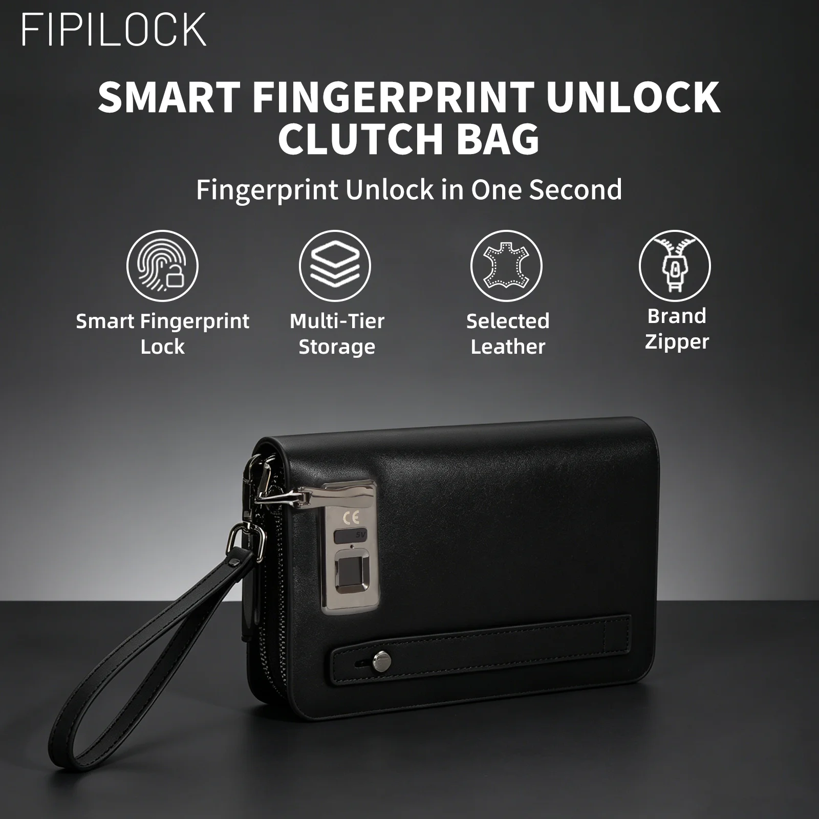 FIPILOCK Crossbody Bag Clutch Bag wallets Shoulder BagTote Bag for Man and Women 3in1 with Smart Fingerprint Unlock High Quality