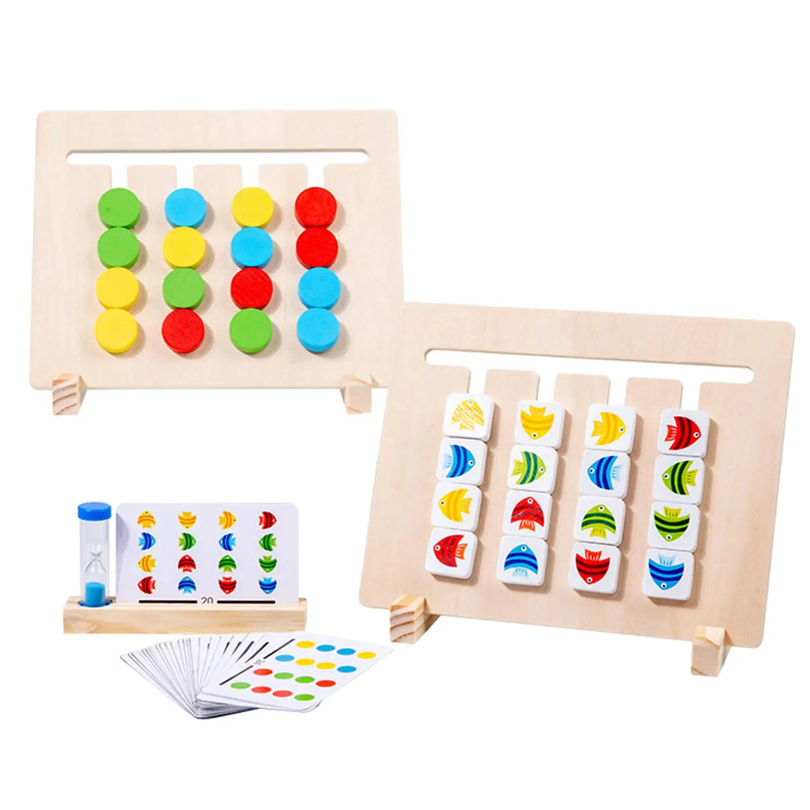 Rompecabezas de madera deslizante para niños, rompecabezas Montessori de colores y formas para niños pequeños