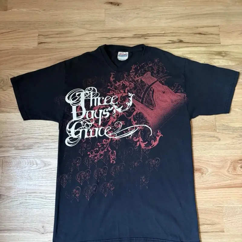 Camiseta Three Days Grace Band Talla M Negro Rojo Anos 2010 Grunge Metal Rock Camisa