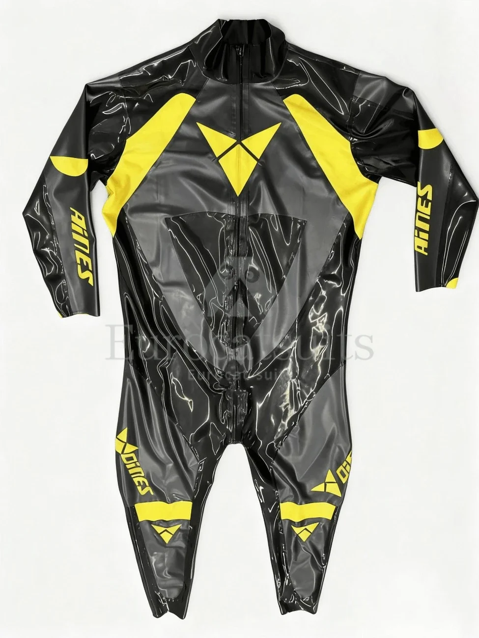 

Комбинезон по индивидуальному заказу, резиновый мужской черный латексный боди, желтый комбинезон с длинными рукавами и молнией спереди, спортивный стиль, модная вечерние клубная одежда