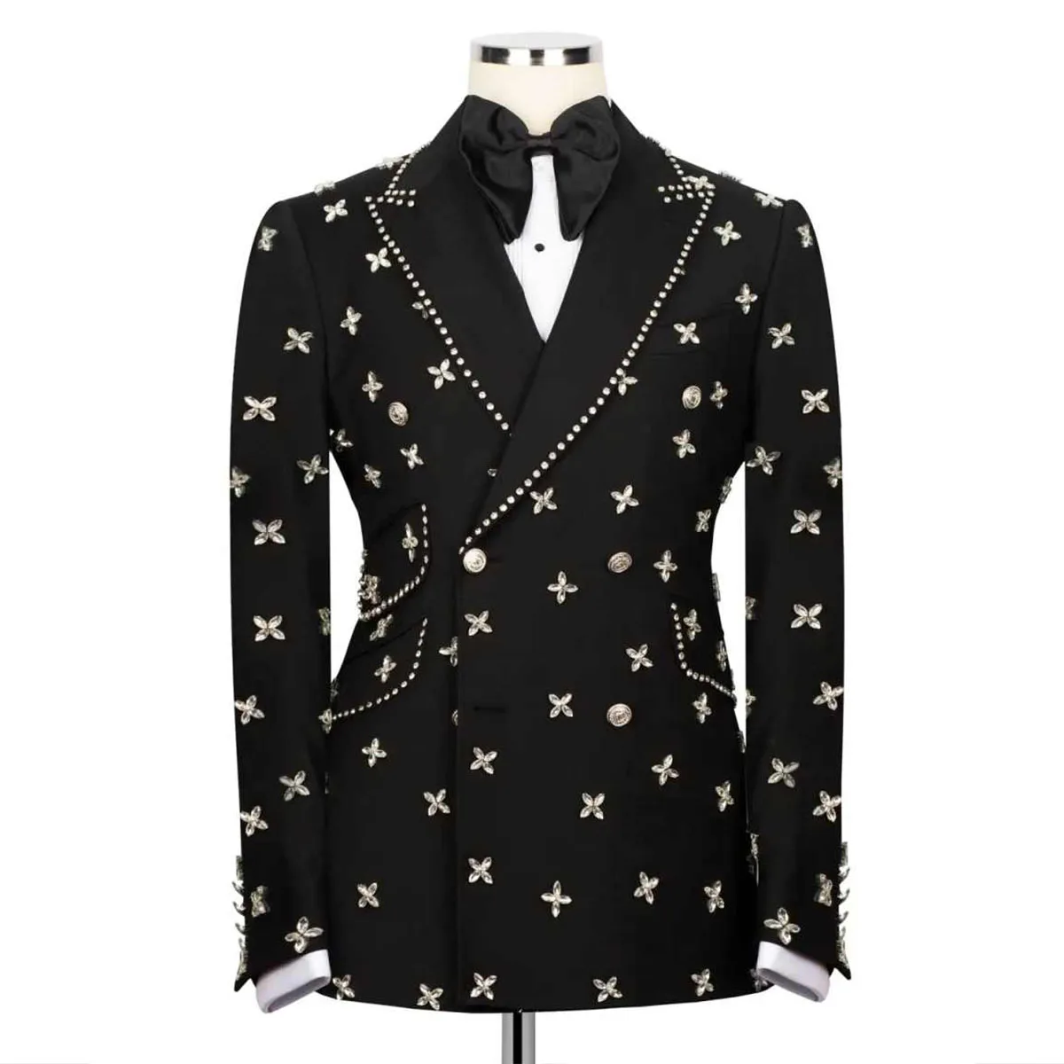 

Мужские костюмы из 2 предметов с металлическими элементами, для вечеринок и торжеств, с бриллиантами, на заказ, класса люкс, для жениха, приталенные, Ropa Hombre