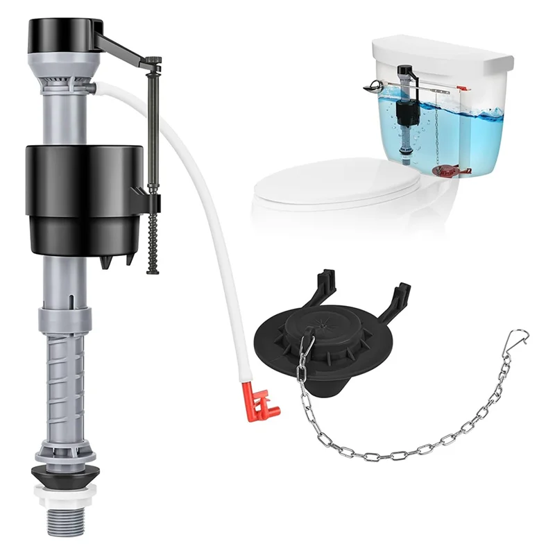 ABKO-Universal Toilet Repair Kit Includes Adjustable Fill Valve 2-Inch Flapper, Quiet & Easy Installation