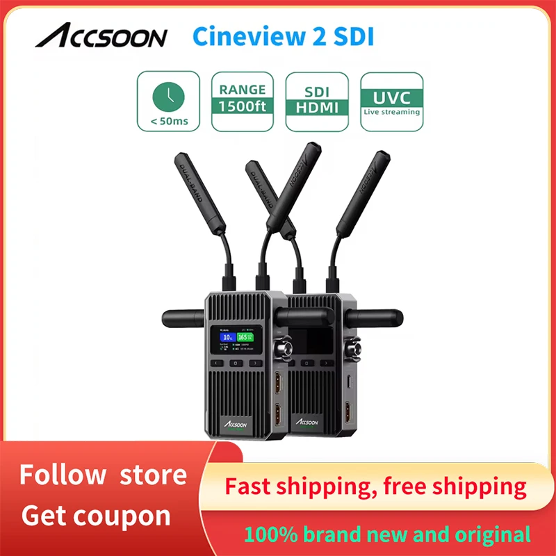 

Accsoon Cineview 2 SDI Dual Band Wireless Video Transmission HDMI SDI UVC Livestreaming Up To 4 Devices 450m Range 0.05s Latency