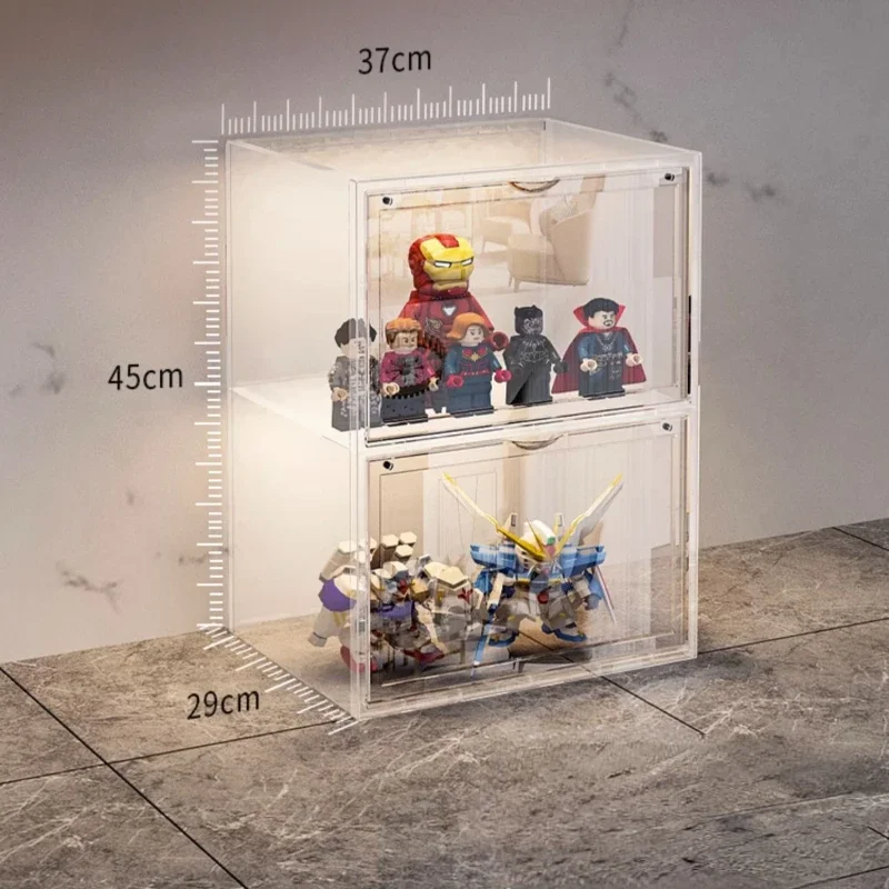 Large Capacity Figure Shelves Display Cabinets Dustproof Transparent Toy Organizer Box Household High-end Storage Organizer