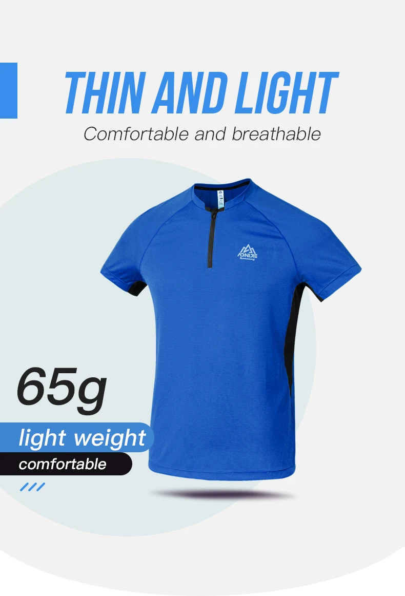 Aonijie fm5158 Mann männlich Sport schnell trocknendes T-Shirt mit Rundhals ausschnitt Reiß verschluss kurze Ärmel atmungsaktive Tops für Fitness-Radfahren – Detail 2