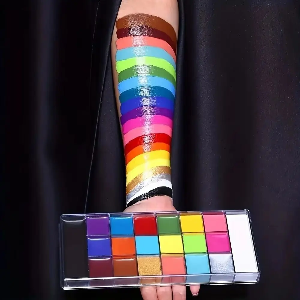 Kit de peinture pour le visage et le corps multicolore, maquillage imperméable, peinture d'art corporel, facile à nettoyer, Palette de peinture pour le visage colorée, fête