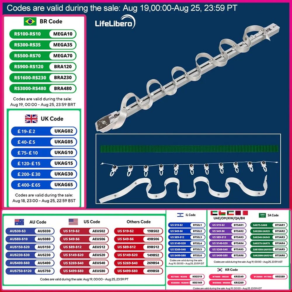 LifeLibero Custom Ripple Fold S Electric Curtain Rail Track for Motorise Smart Curtain Motor/Dt82 Window Open Aluminum Railway