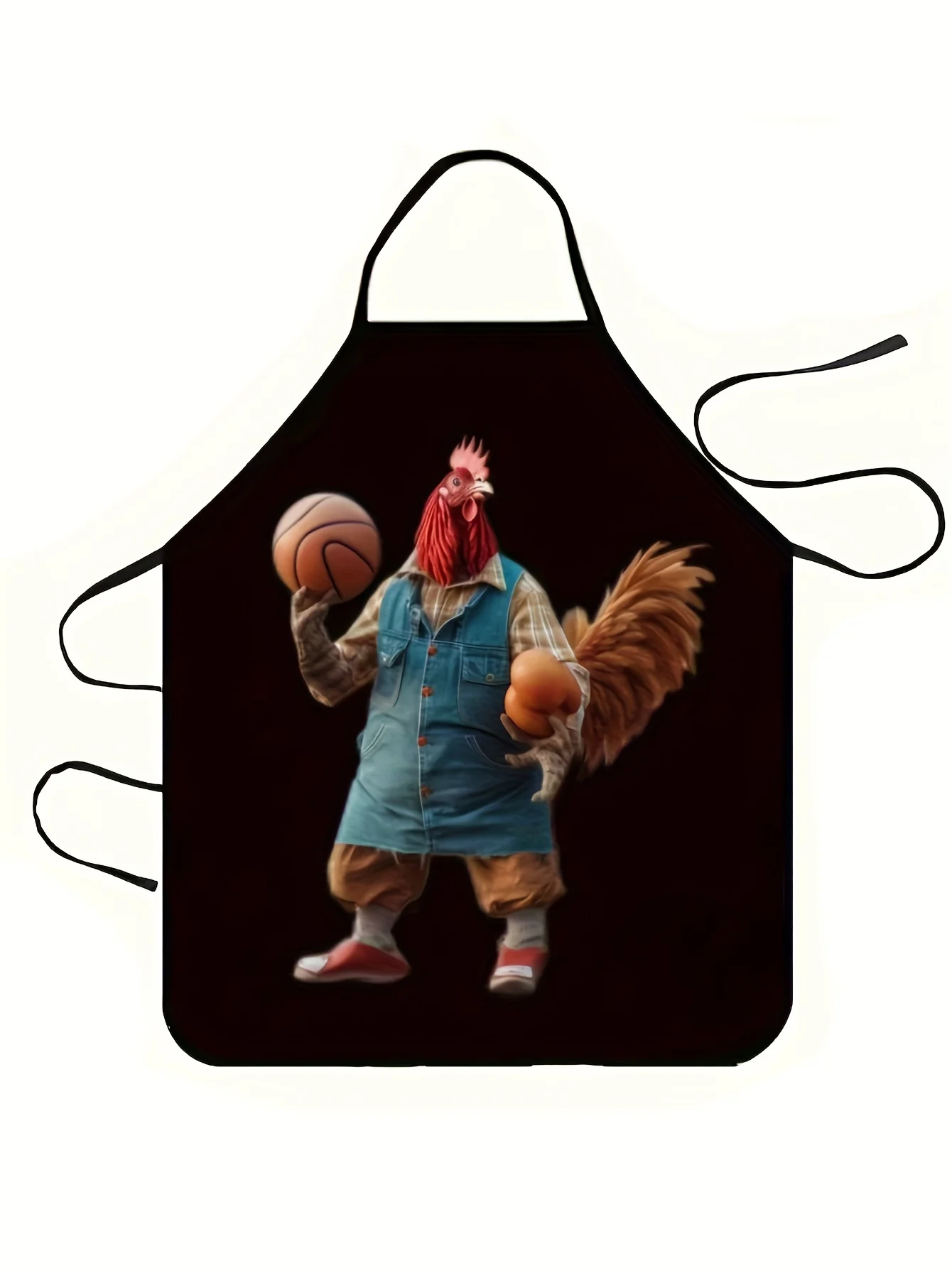 Men's Tie Back Work Apron, Full Length Cooking Apron With Stylish Rooster Pattern Print Fashionable Home Kitchen Utility Apparel