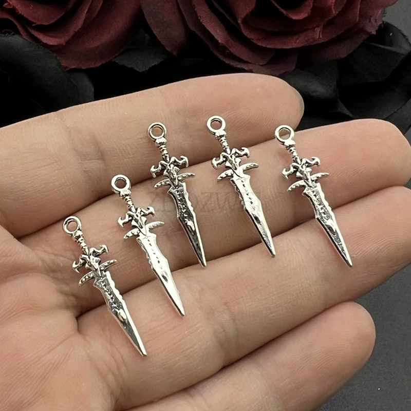 20pcs 29*9mm Wholesale Metal Alloy Mini Sword Charms Weapon Pendant for Jewelry Making DIY Handmade Craft Pendant Accessories