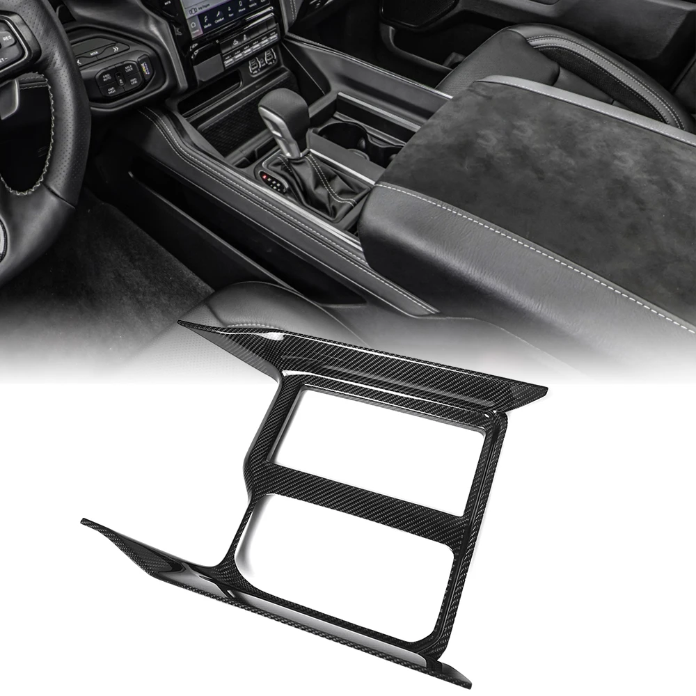 

For Dodge Ram TRX Bighorn Longhorn Limited Laramie Rebel 2019+ Center Console Panel Cover Sticker Real Carbon Fiber