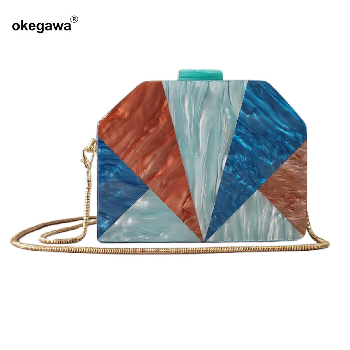 

Luxury Designer Handbag Triangle Patchwork Multi Color Geometric Clutch Purse Chic Handbags Acrylic Box Clutches Evening Wallets