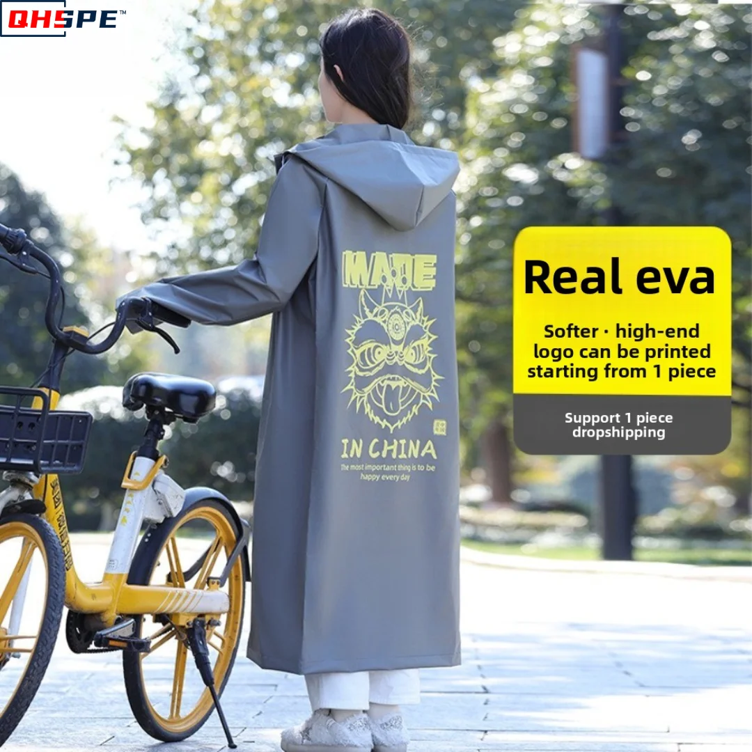 

EVA non-disposable raincoat, national style lengthened and thickened, hiking, rainstorm-proof adult portable raincoat