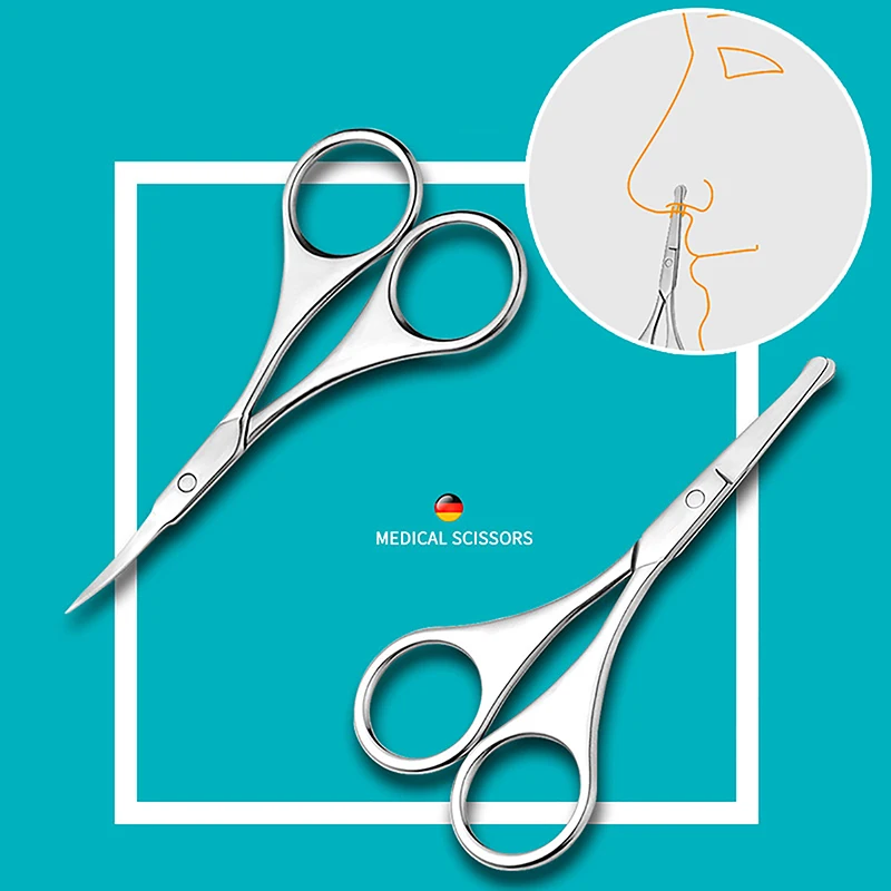 Eyebrow And Nose Hair Scissors, Comfort-Grip Handles, Facial Hair Grooming, Eyebrow, Nose, Mustache, Beard