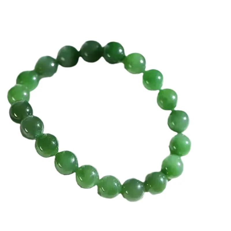 Hetian Jade Russo Jasper Espinafre Verde Contas Redondas Pulseira 9,5Mm