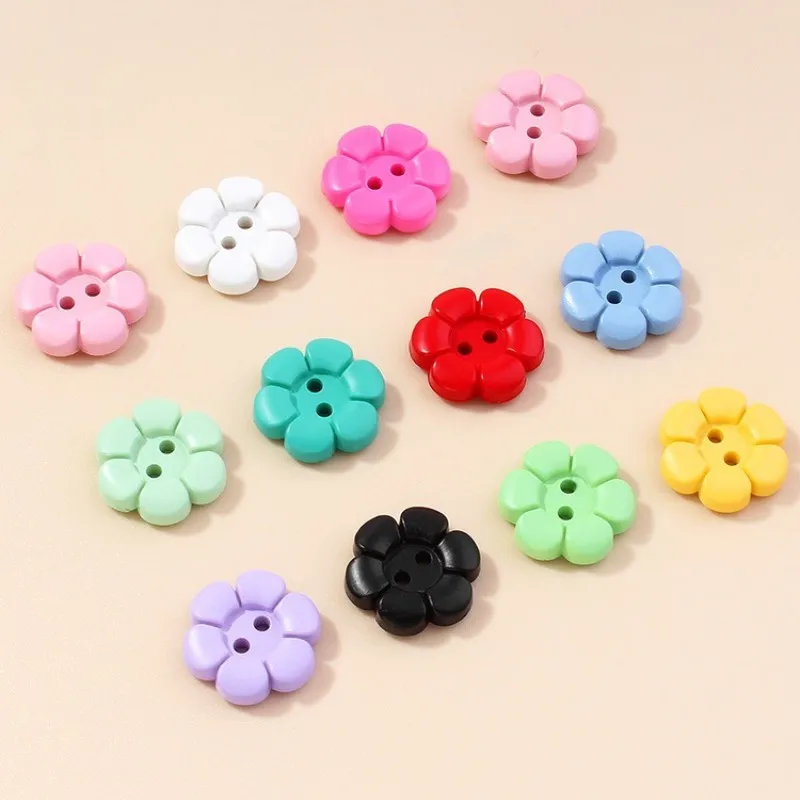 11/15mm Colorful Resin Flower Buttons for Children Shirt Sweater Cardigan Embellishment DIY Scrapbook Wedding Applique Crafts