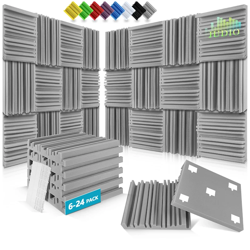 Sound Proof Wall Panels Home Cinema 6/12/24 Pcs, Broadband Noise Reduction Sound Absorber, Bedroom Design Foam Panels Ceiling