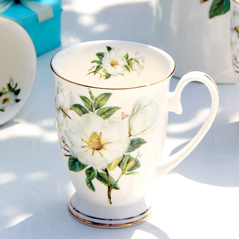 300 ml, lustige Kaffeetassen aus Bone China, Porzellan-Blumenmalerei, Vintage-Espressotassen auf der Landschaft, Trinkgeschirr, Taza-Teetasse-Kunst
