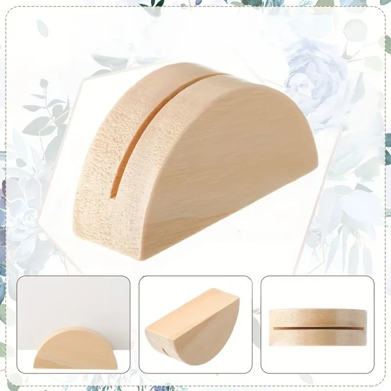 29 pcs Name Card Display Bases, Natural Wood Finish, Wedding Table Settings Restaurant Menu Display, Aesthetic Minimal Design