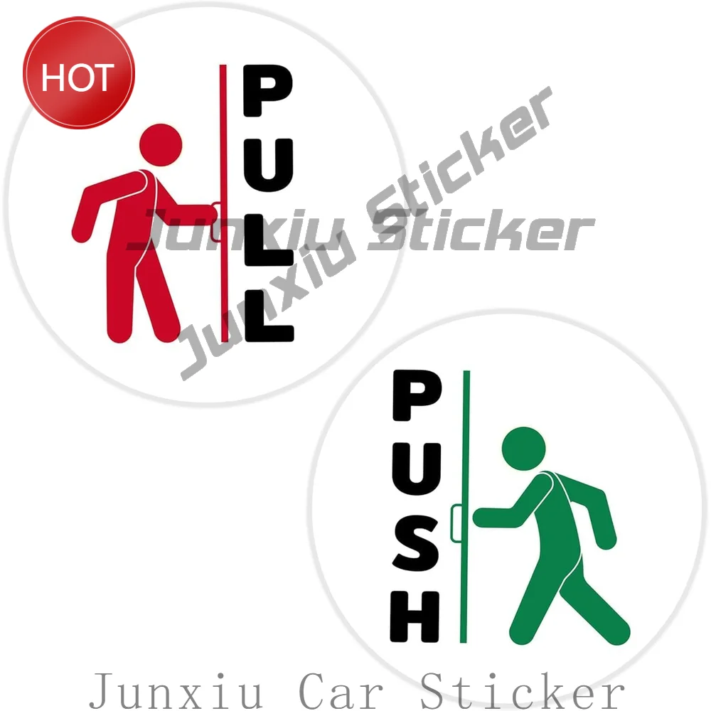 2 Pack Push Pull Double Sided PVC Vinyl Sticker For Doors And Entrance Windows Safety Notice Decal