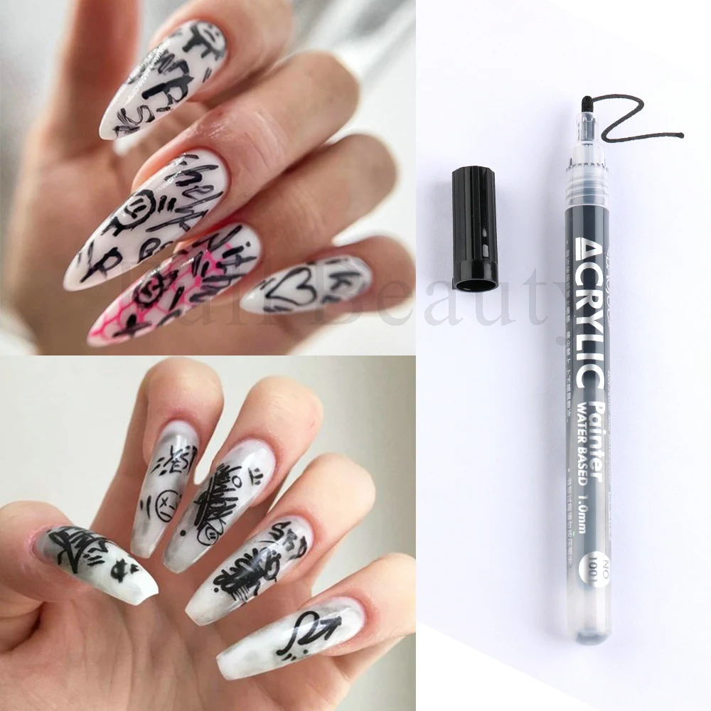 1Pcs Nail Art Graffiti Pen Waterproof Painting Marker Pen For Nails Neon Gel Polish Drawing Pencil Manicure Brushes NLTY01-12