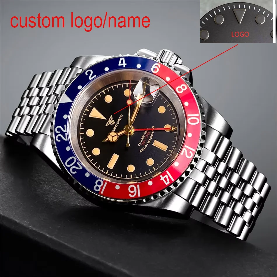 

Custom New Diver 40mm NH34A GMT Bezel Retro Sapphire Luxury Business Automatic Mechanical Watch 200m Waterproof Relogio