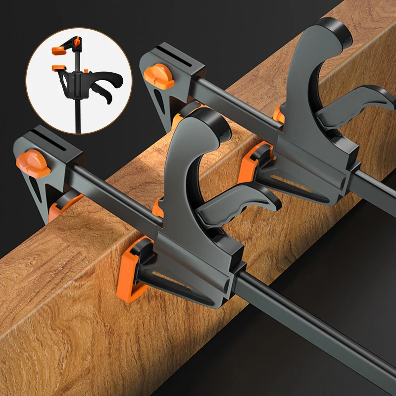 5pc Woodworking Mini 4 Inch F Clamp Locator Nylon Fast Wooden Board Clamp Metal Fixed Clamp Hand Tool Set