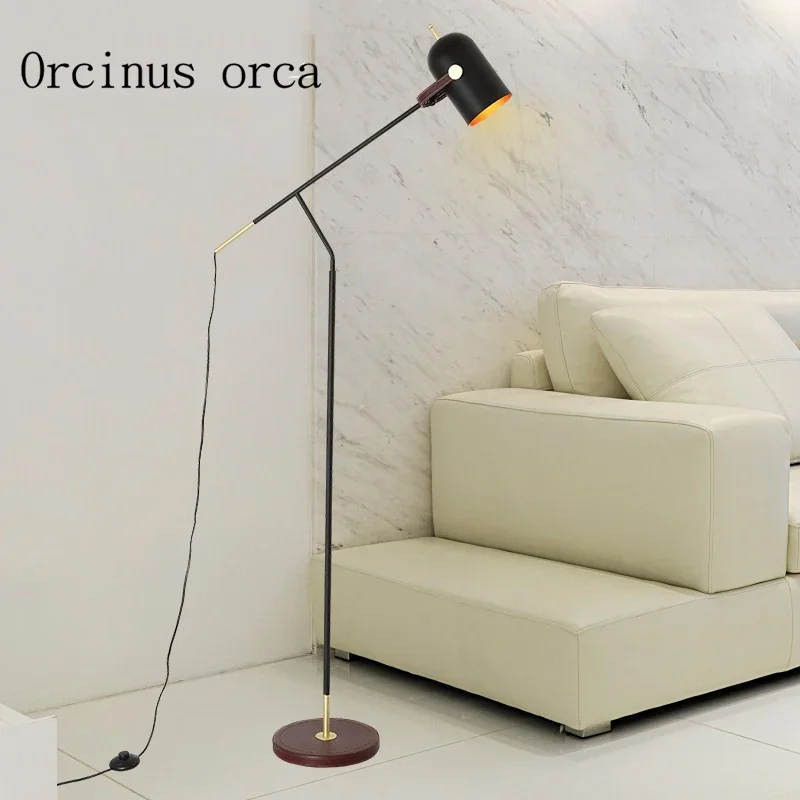 Nordic post-modern simple leather fashion floor lamp living room bedside lamp creative personality iron art LED floor lamp