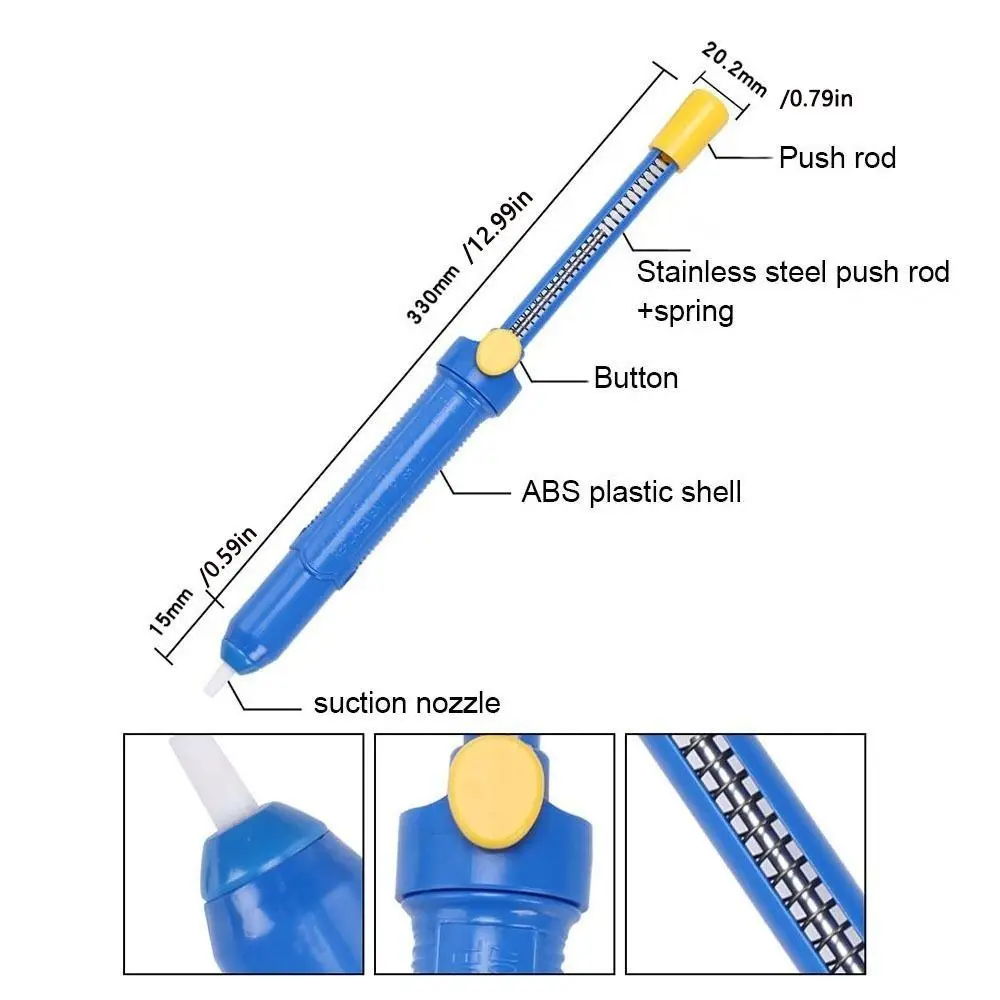 

2Pcs High Temperatures Resistance Tin Absorber Ergonomic Vacuum Solder Sucker Large Plastic Desoldering Pump