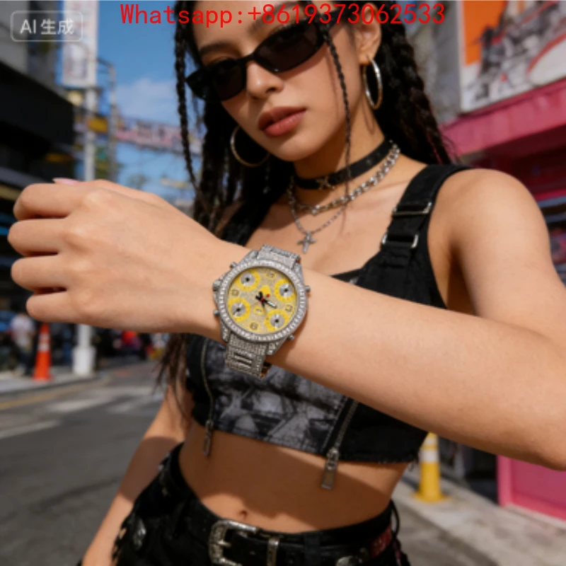 Customized Gypsy Couple Gold Watch – Large Dial Rhinestone Stainless Steel Quartz Piece