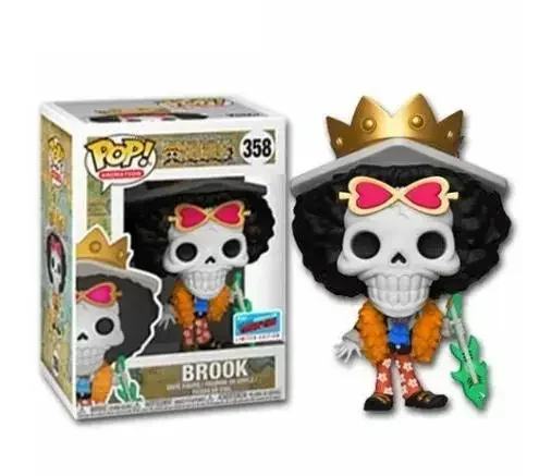 Funko Pop Animación One Piece Brook 358 #   Use un sombrero figura de acción de vinilo de 10cm muñeca modelo juguetes para niños regalo de Navidad