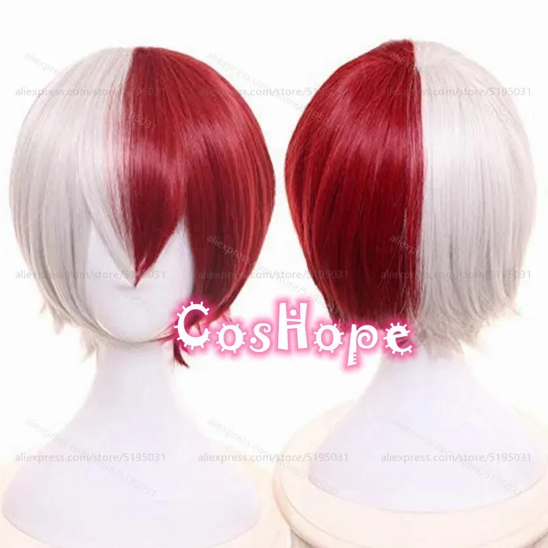 

MHA Todoroki Shoto парик для косплея мужской короткий серебристо-белый красный парик косплей аниме косплей парики термостойкие синтетические парики