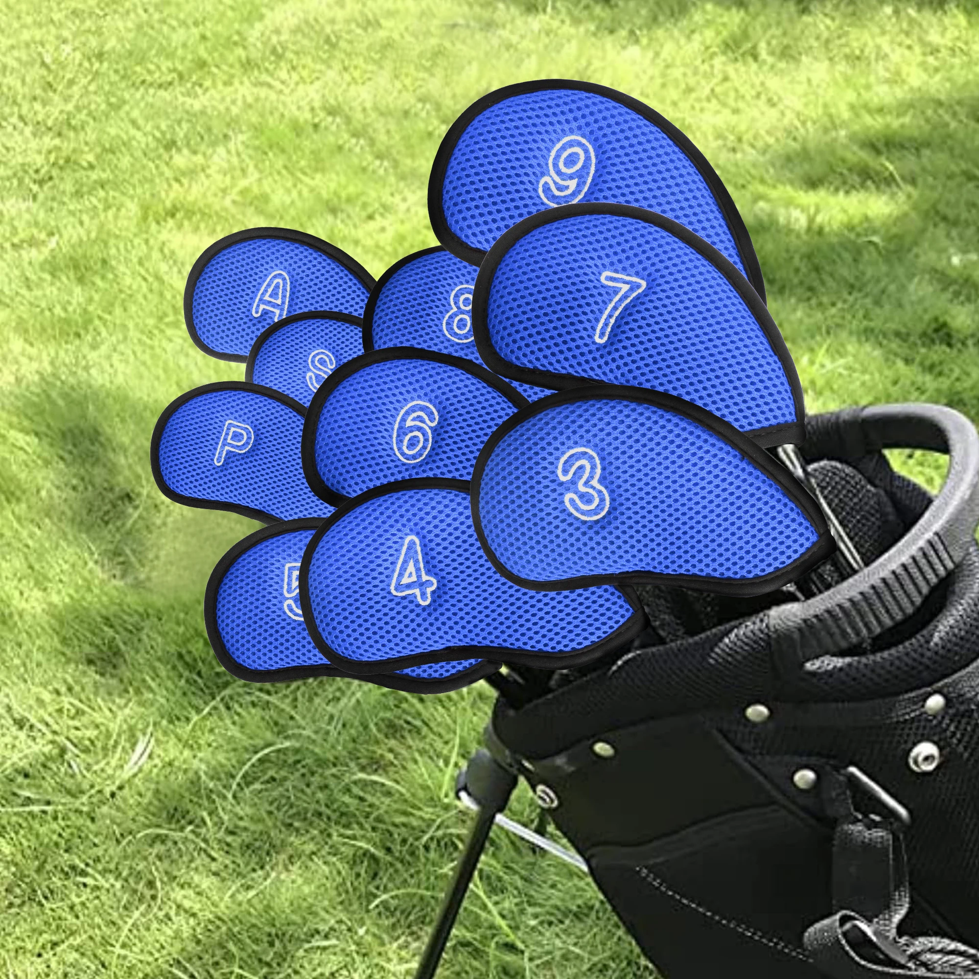 10 Pieces / Set. Golf Iron Head Covers. Made  breathable and moisture-proof mesh fabric, Universally fits various sizes of club view 3