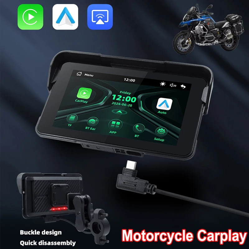 

5 Inch Motorcycle Portable Navigation GPS Wireless Carplay Android Auto IP67 Waterproof Motorcycle Touch Screen Display